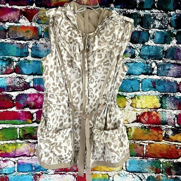 Sleeveless Animal Print Reversible Hooded Outdoor Vest Jacket Small - Picture 6 of 11